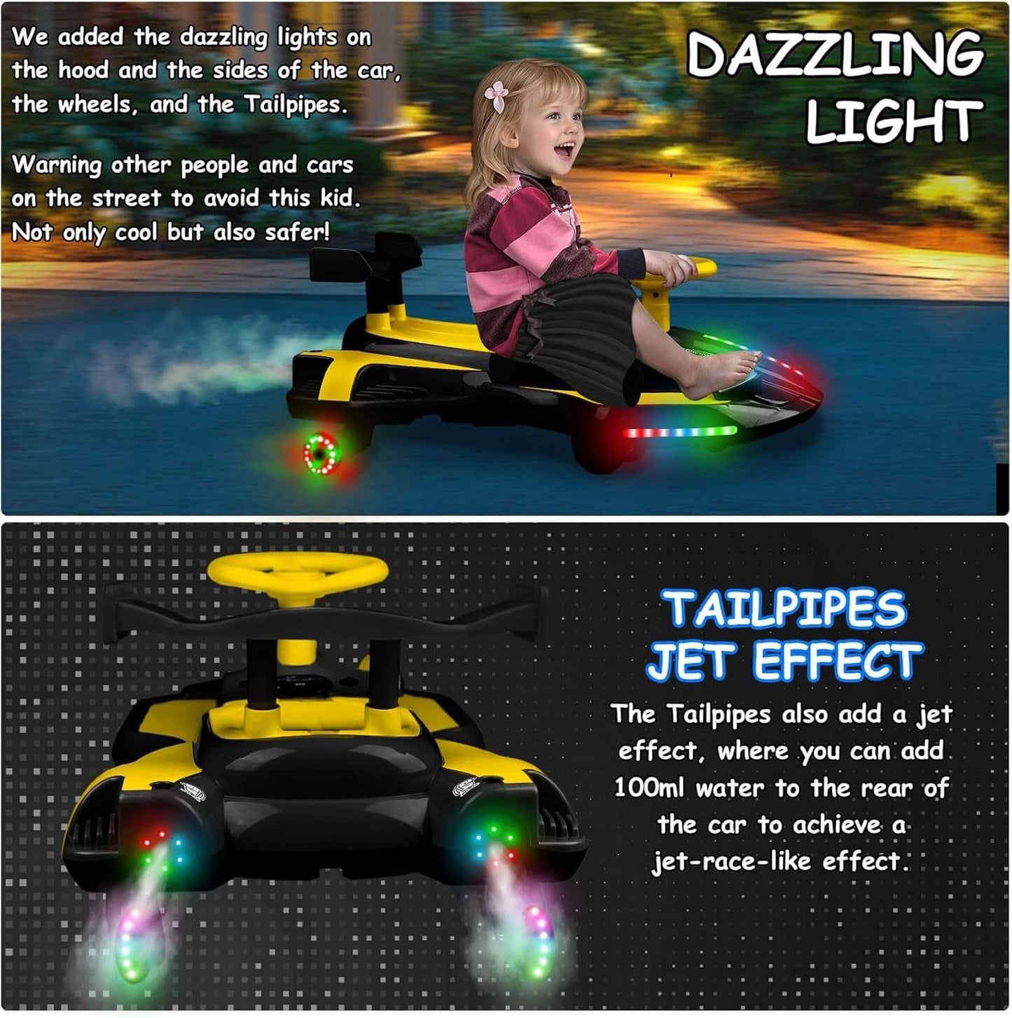 SkylineExtend 12V Swing/Wiggle Electric Ride-On Go Kart Car for Kids Ages 3+