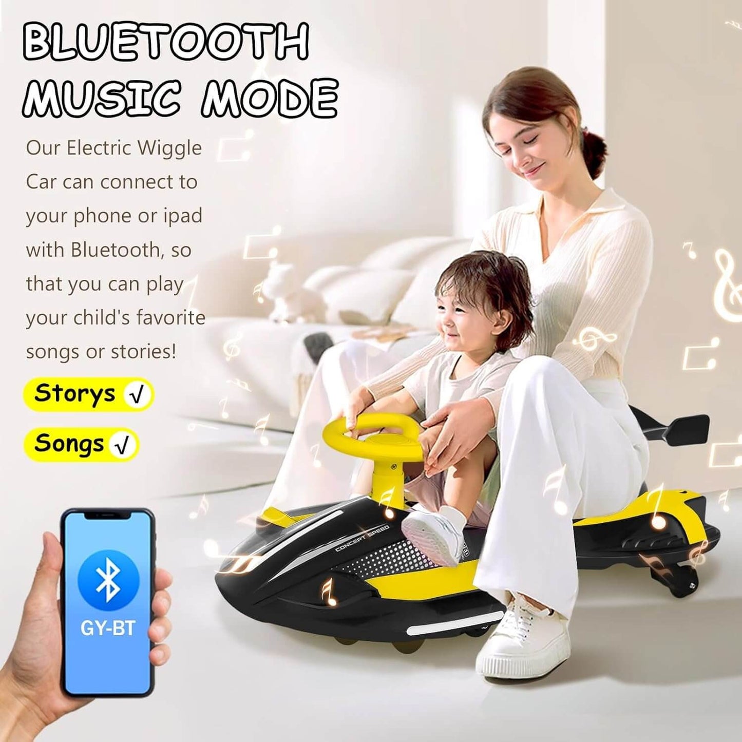 SkylineExtend 12V Swing/Wiggle Electric Ride-On Go Kart Car for Kids Ages 3+